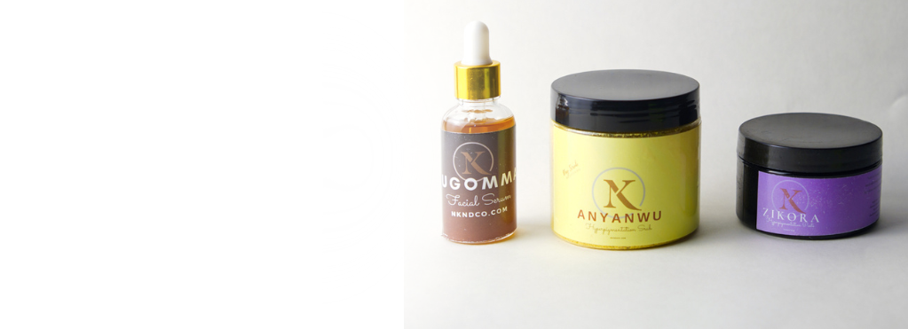 Three cosmetic products with visible branding on a white background